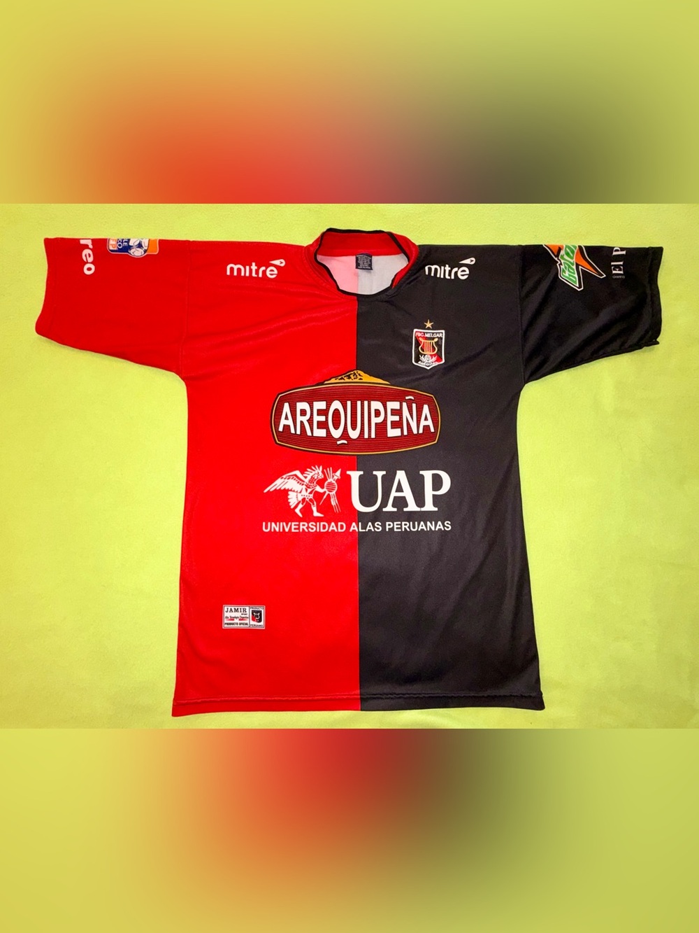 Vintage 2009 FBC Melgar Peru Mitre Football Jersey Red Black - Size M